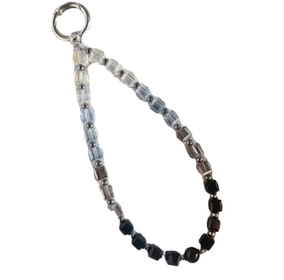Fashionable, simple and colorful sugar cube crystal mobile phone lanyard, handcrafted beaded chain, mobile phone accessory with a sense of luxury.