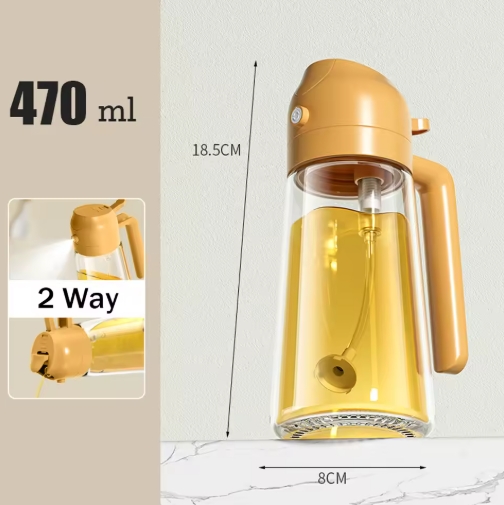 2in1 470ml Spray Oil Sprayer Bottle Spray Oil Dispenser Oil Jar Cruet BBQ Kitchen Cooking Roasting Picnic Kitchen Tools