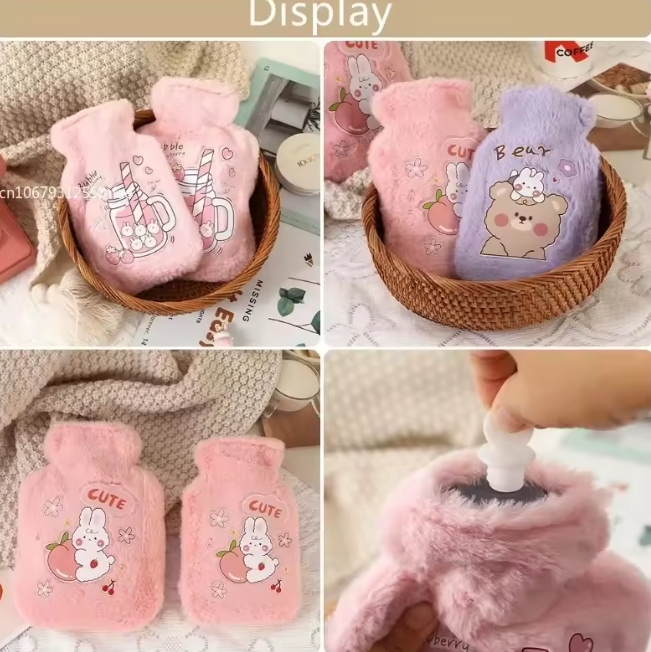 500ML Cartoon Warm Hot Water Bottle Bag Girl Warm Belly Warmer Filled Mini Explosion-proof Portable Winter Reusable Hand Warmer