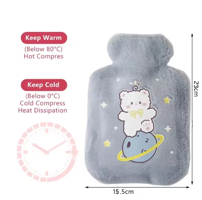 500ML Cartoon Warm Hot Water Bottle Bag Girl Warm Belly Warmer Filled Mini Explosion-proof Portable Winter Reusable Hand Warmer