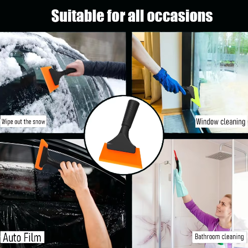 1PCS Multifunctional Automotive Window Film Scraper Tool Kit with Soft Silicone Blade, Car Glass Cleaner Water Wiper