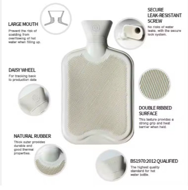 Hot Water Bottle Rubber with Soft Cover (2 Liter) Hot Water Bag for Cramps, Pain Relief, Removable Hot Cold Pack Hot Water Bed Warmer