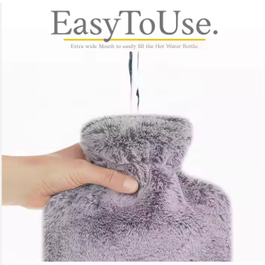 Hot Water Bottle Rubber with Soft Cover (2 Liter) Hot Water Bag for Cramps, Pain Relief, Removable Hot Cold Pack Hot Water Bed Warmer