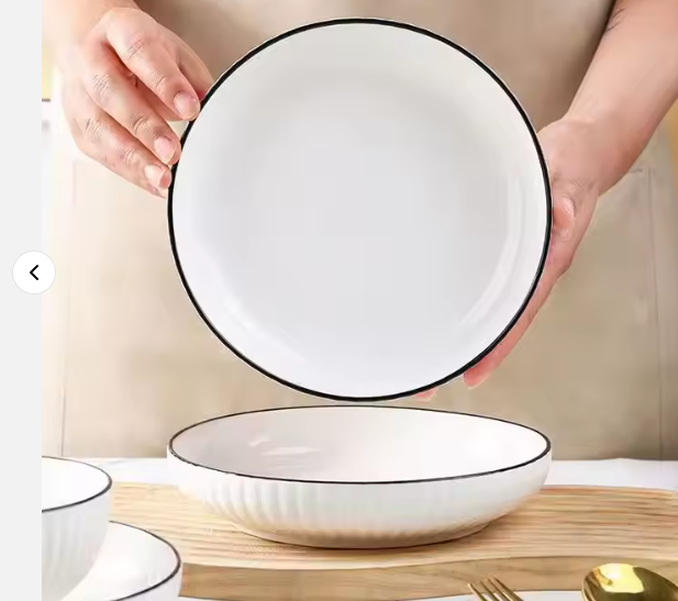 Japanese Yamada Ceramic Bowl Plate Set High-Value Double Tableware with Ins Vertical Pattern  Household Use Dish Set