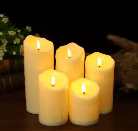 Led Pillar Candle Plastic Ivory White Battery Powered Artificial Candles Flameless Led Candles Home Party Daily