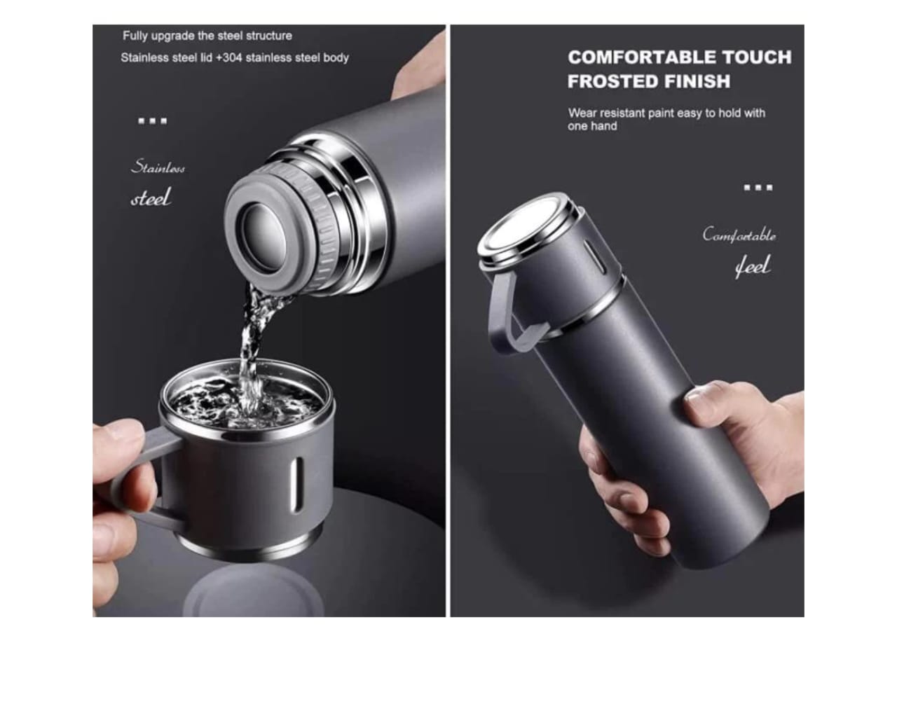 Un breakable stainless steel Gift pack thermocup 500ml +130ml cups &gift bag