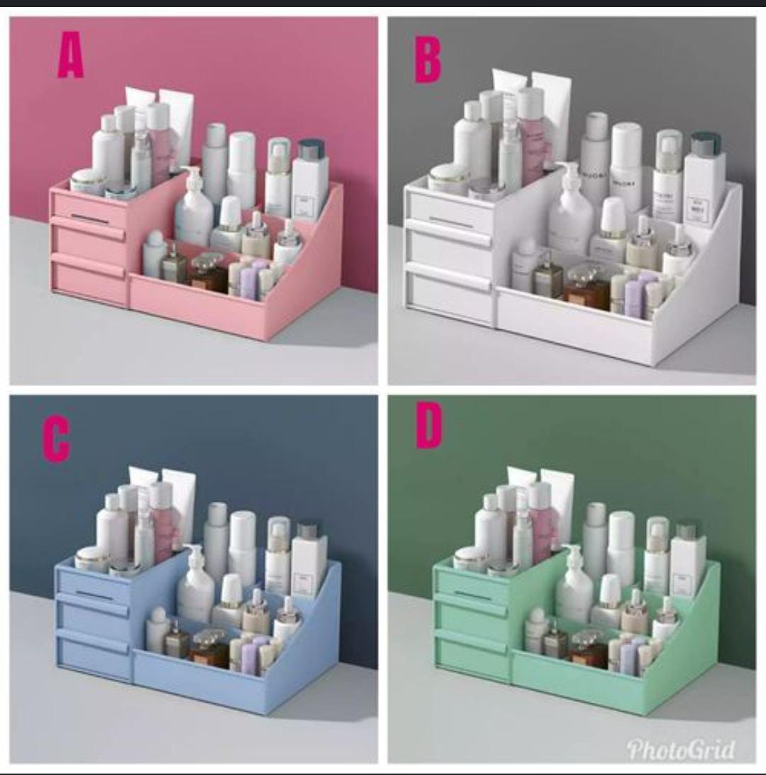 Makeup Organizer Cosmetic Table Organizer Jewelry Storage.Desk makeup organizer with drawer and compartment design, which could hold different items at the same time
Stylish desk organizer, great for