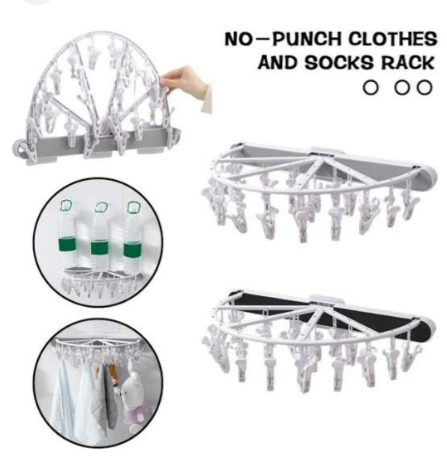 👁semi circular punch free foldable 24 peg underwear organizer rack