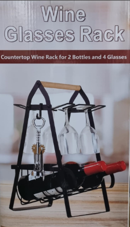 NEW ARRIVAL* 🔥🔥🔥🔥 *Metallic Countertop Wine Rack - with 2 bottle slots 4 wine glass slots