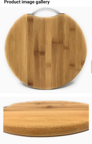 New arrivals🎉🎉

High quality Round bamboo chopping board with handle 
Size 32cmby32cm