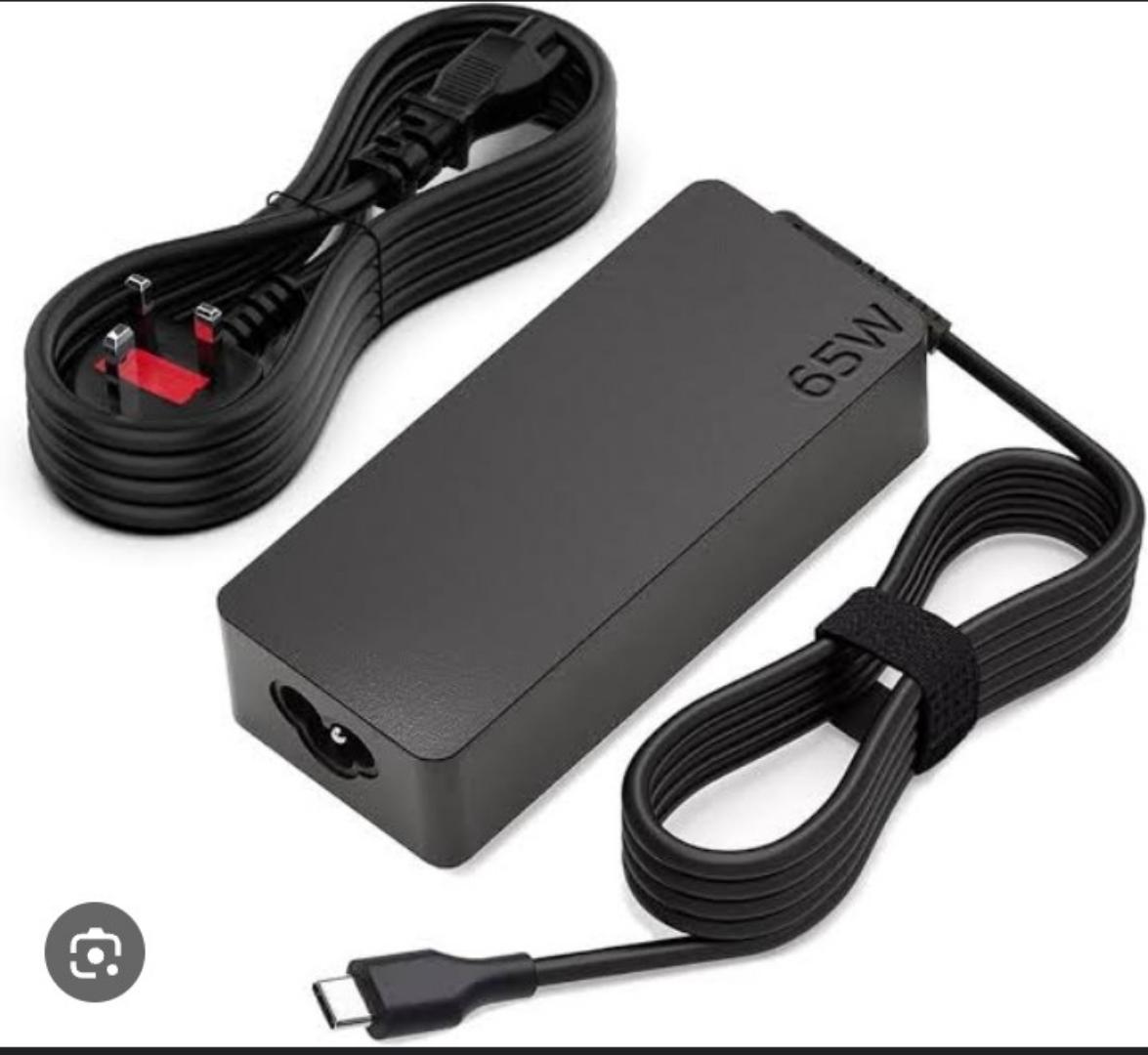 Lenovo 65W USB-C Laptop Charger with Power Cable - Universal Compatibility for Lenovo - Fast Charging Adapter for Laptops, Tablets, and Smartphones
