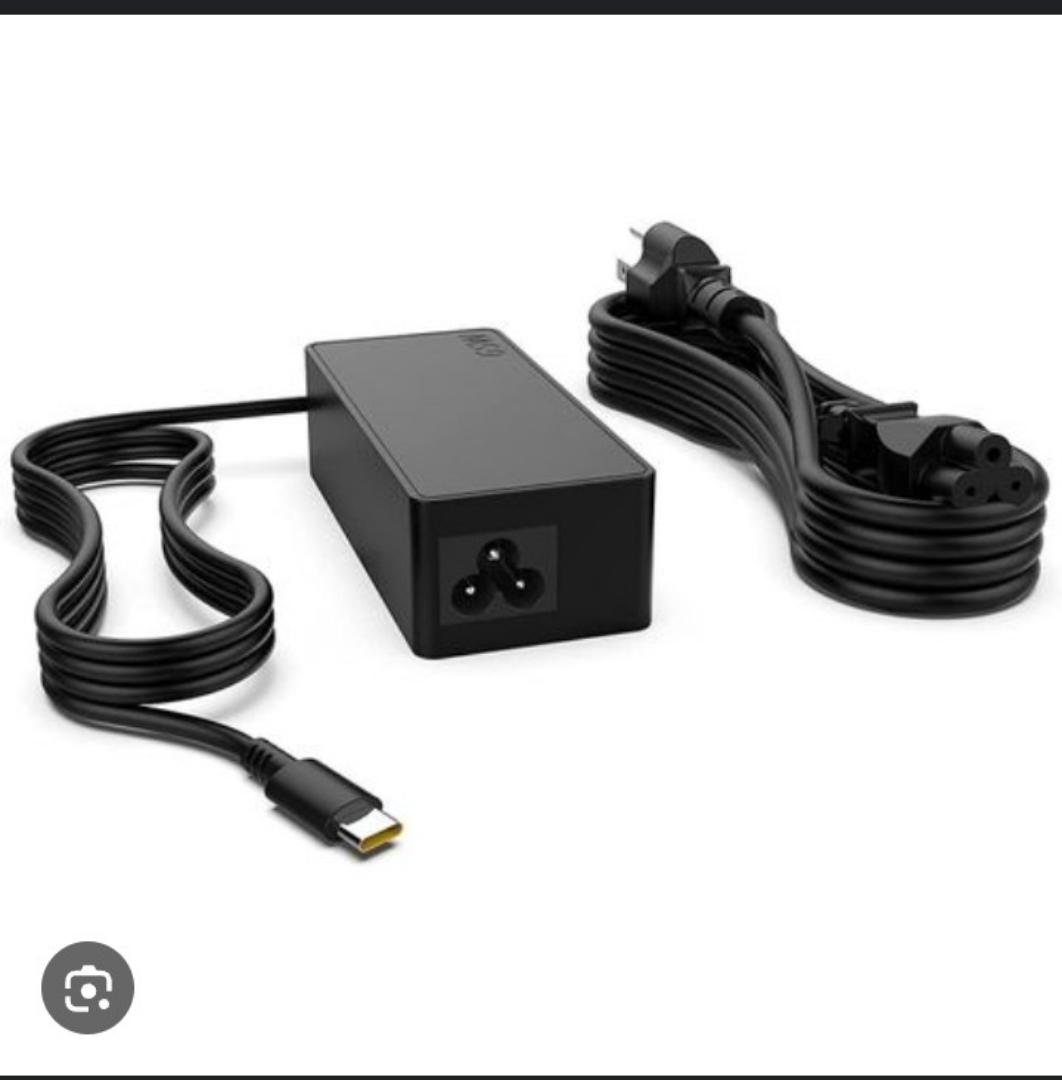 Lenovo 65W USB-C Laptop Charger with Power Cable - Universal Compatibility for Lenovo - Fast Charging Adapter for Laptops, Tablets, and Smartphones