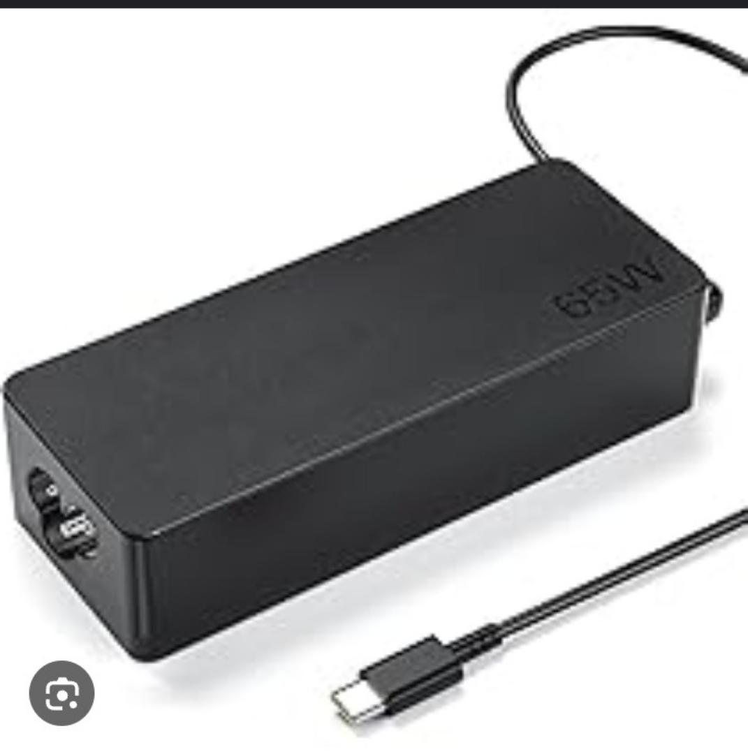 Lenovo 65W USB-C Laptop Charger with Power Cable - Universal Compatibility for Lenovo - Fast Charging Adapter for Laptops, Tablets, and Smartphones