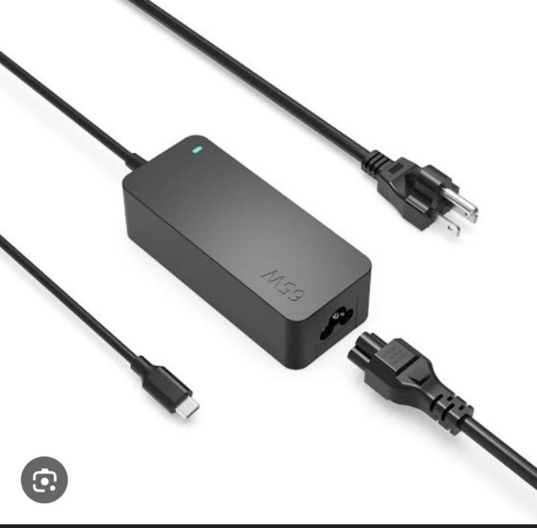 Lenovo 65W USB-C Laptop Charger with Power Cable - Universal Compatibility for Lenovo - Fast Charging Adapter for Laptops, Tablets, and Smartphones