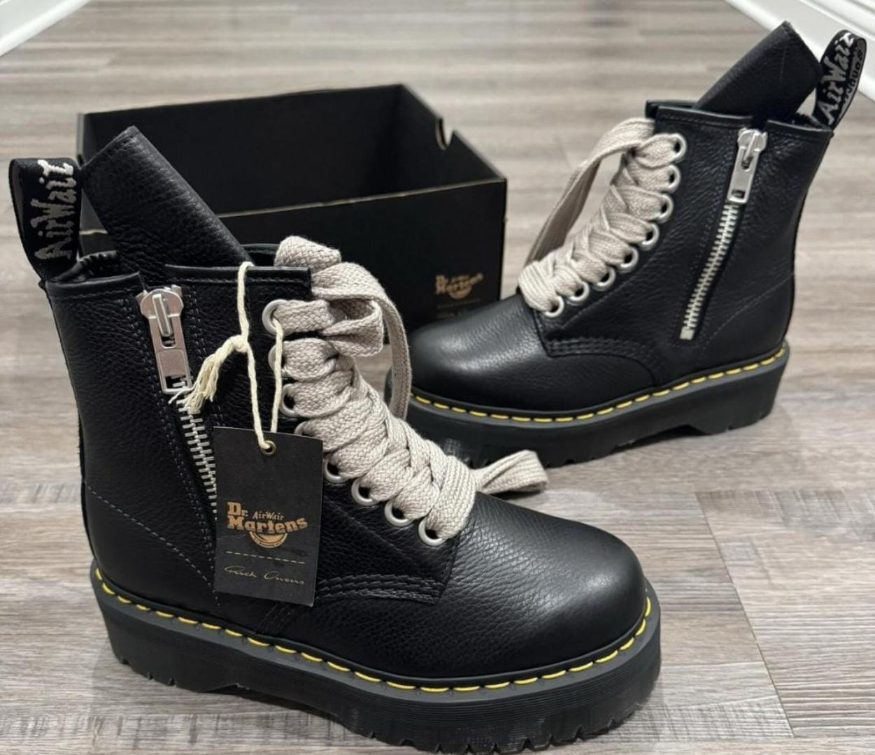 Original Dr. Martens Premium Leather Double Sole Boots, Casual High Quality High Cut Unisex Shoes