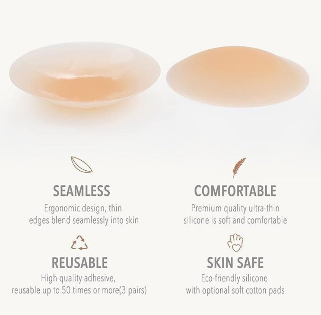Nipple Stickers Reusable Self-Adhesive Silicone Breast Nipple Cover Bra Pasties Pad Nipple Stickers lingerie Breast Petals for Party Dress Cool Ladies Girl Woman Accesoires Nipple Covers Boob