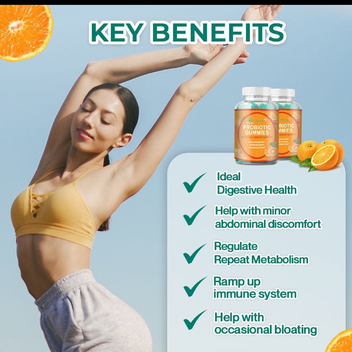 Probiotic Gummies Support for Digestive Health, Gut Balance, and Immune Function. tasty and convenient way to maintain a healthy digestive system and improve overall well-being.