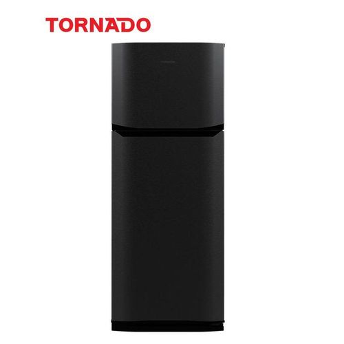 Tornado Refrigerator No Frost 304 Liter Black, 3 Years Warranty, Large Capacity Fridge/Freezer, 20L Vegetable/Fruit Rack
