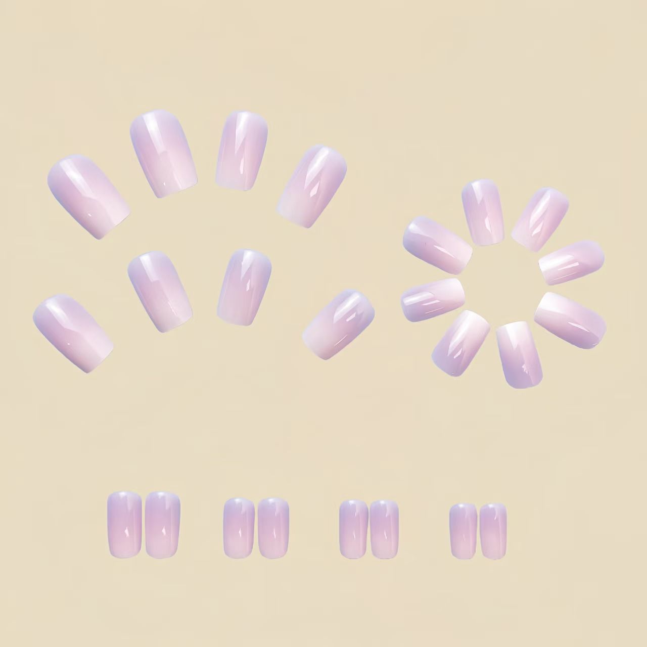 Press-on nail stickers - Long style nail art - Multi-color gradient nail stickers depicting the universe, stars, moons and other celestial bodies.
