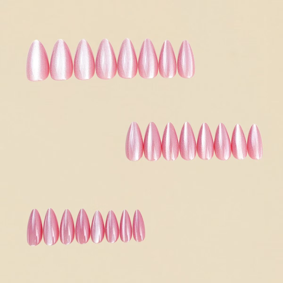 Cat-eye style trendy European and American style round head almond-shaped nail art with pink gradient cat-eye effect. Wearable nail art stickers.