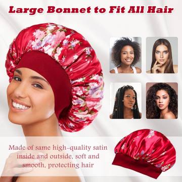 3Pcs Satin Bonnet Silk Hat Hair Bonnet Sleeping Elastic Wide Band Silk Sleep Cap Soft Breathable Silk Hair Wrap Sleeping Headwraps 3pcs one size