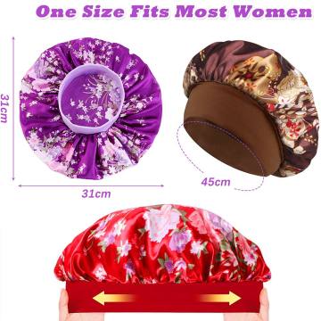 3Pcs Satin Bonnet Silk Hat Hair Bonnet Sleeping Elastic Wide Band Silk Sleep Cap Soft Breathable Silk Hair Wrap Sleeping Headwraps 3pcs one size
