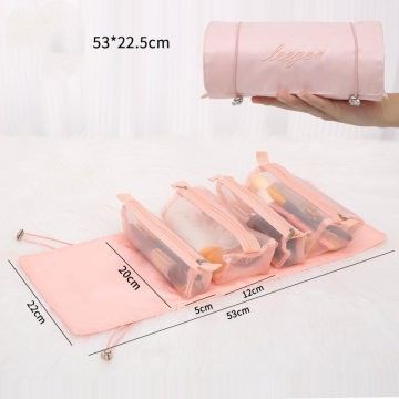 Detachable 4-in-1 makeup bag Multi-functional simple travel ladies folding travel cosmetics storage toiletry bag pink one size