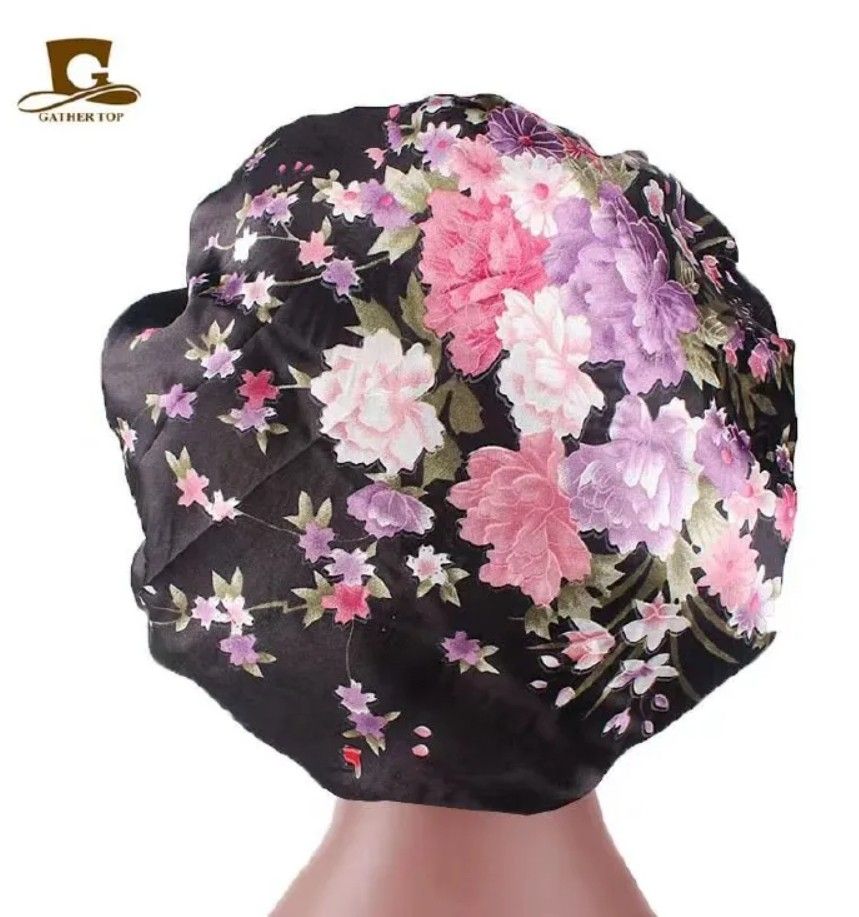 Satin Headscarf Hat Sleeping Bonnet Women Curly Hair Wrap Silk Cap Fashion Head Scarf Headwear Night Sleep Hat Adjust Head Cover Hat For Curly Springy Hair Styling Accessories Soft Elastic Band Red