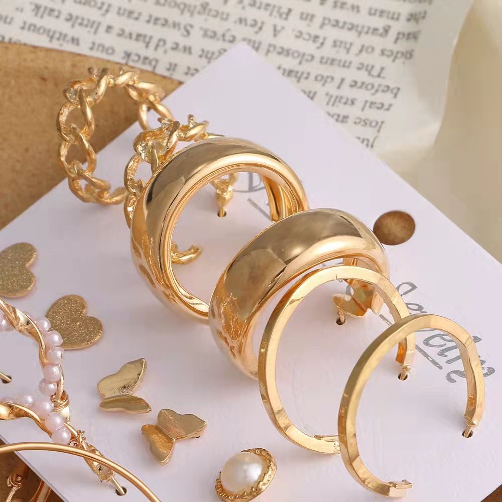 9 PIECES! Earrings Women's Fashion Accessories Jewellery 9pcs/Set Women Earrings Rhinestone & Pearl Ear Piercing Nine Different Styles Stunning Earrings Set For Girls