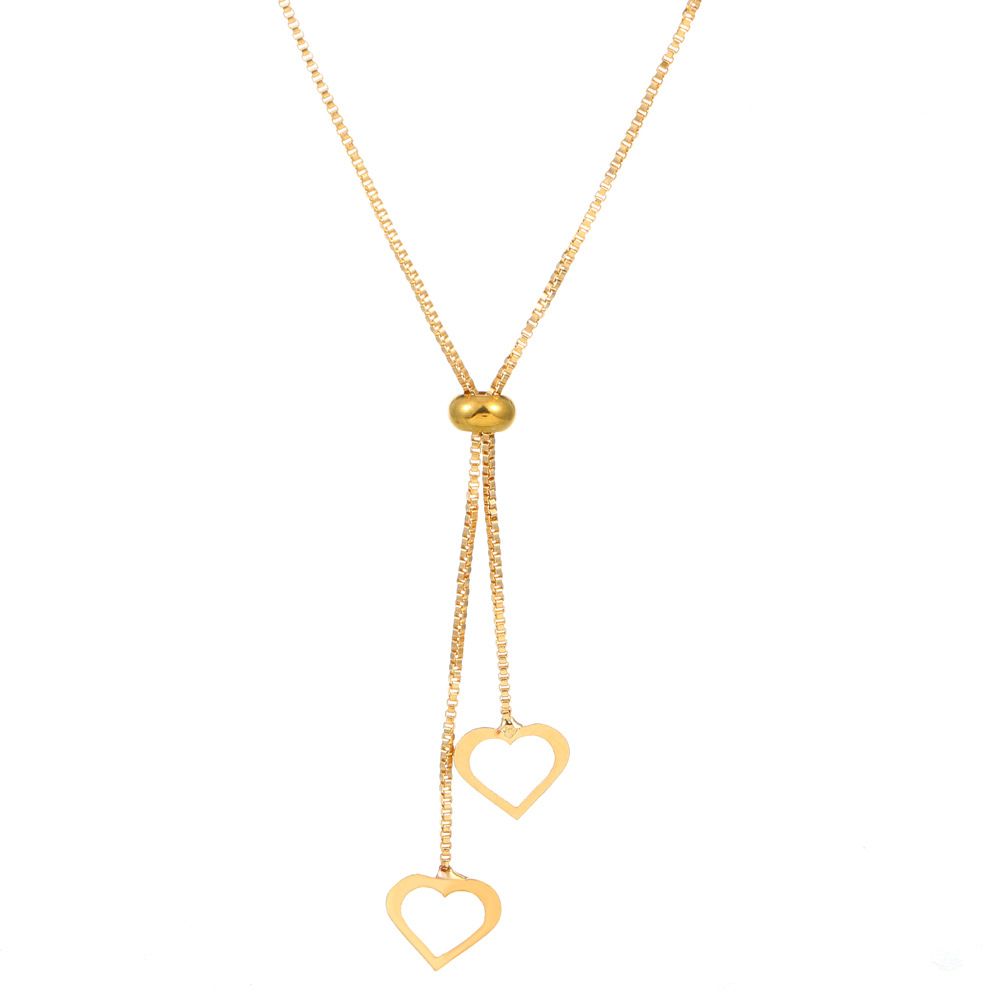 Women Necklace Triangle&love Charm Y Lariat Necklace Pendant, Girl Lover Gift Jewellery Yellow Gold Heart