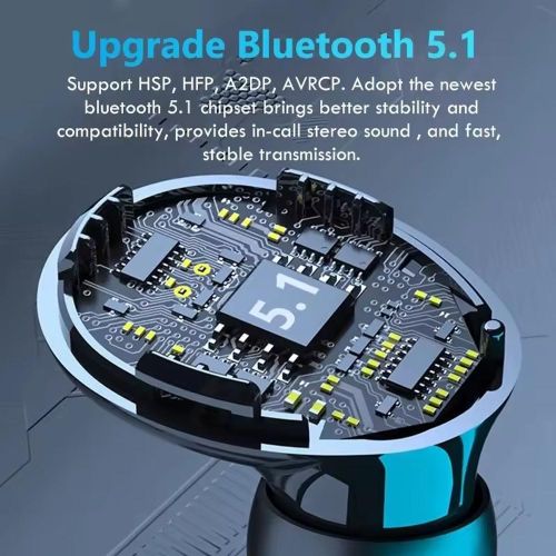 M10 Bluetooth 5.1 Earphones, 2200mAh Charging Case, Wireless Headphones,9D Stereo Sports Waterproof