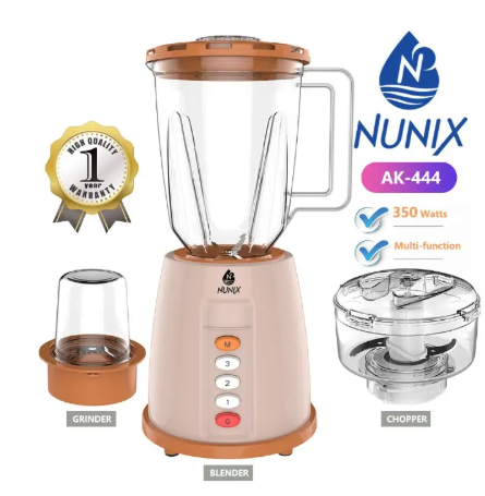 Nunix AK444 1.5L 3 IN 1 Blender Juicer Household Appliances With Grinder 【Hot】4 Speed Motor Stainless Steel