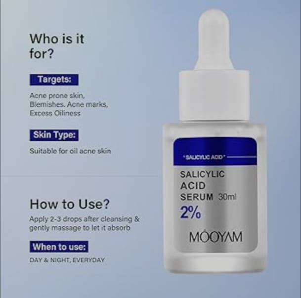 MOOYAM SALICYLIC ACID 2% SERUM MOISTURIZER AND WATER-OIL BALANCE