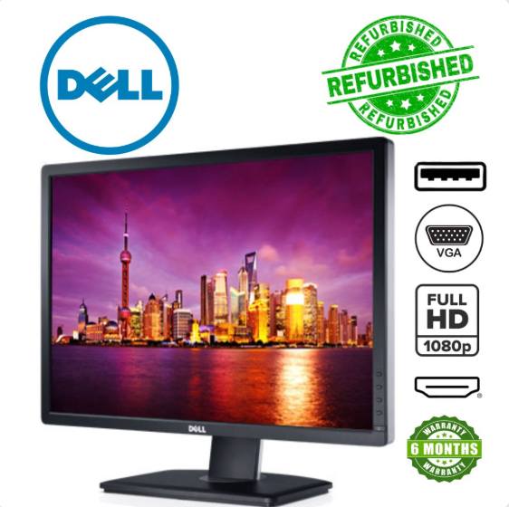DELL ULTRASHARP U2412M 24-Inch  Refurbished Monitor Full HD 1920x1200 IPS Panel Wide Viewing Angle Adjustable Stand Display Port  DVI VGA  4 USB Hubs ports  Energy Efficient Refurbished desktop