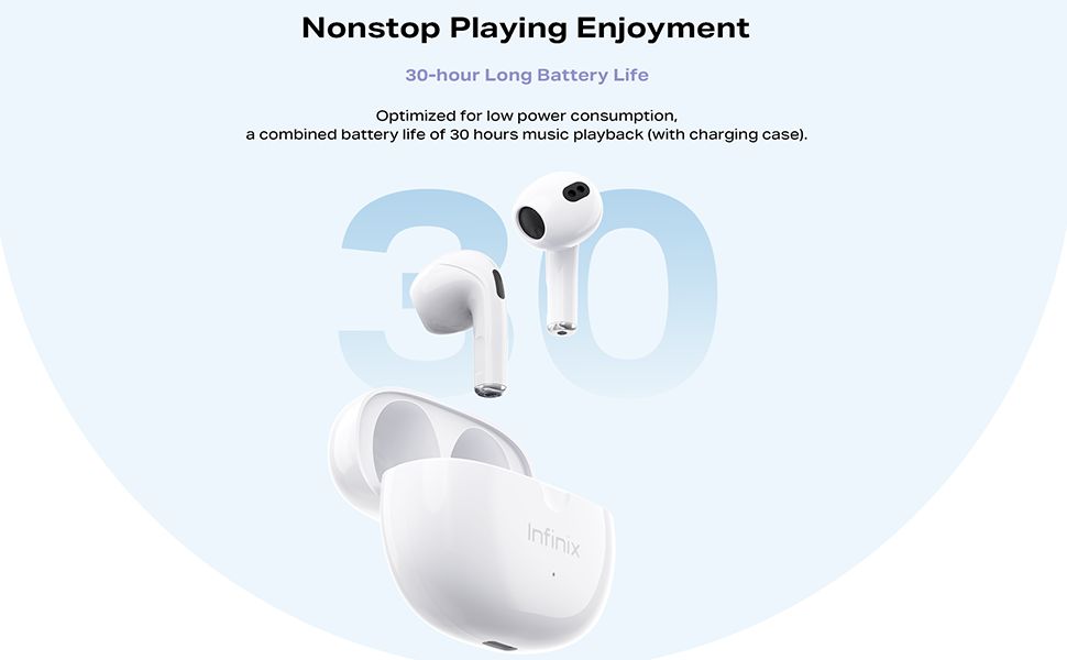 Infinix XBuds 3 XE31  Bluetooth Earbuds Clear Calls & Sound Ai ENC Noise Cancellation Long Battery life 30 hours Wireless Earphones IPX4 Water Resistant 1 Year Warranty