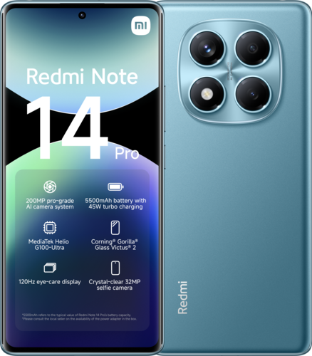 XIAOMI Redmi Note 14 pro  6.67" 8GB RAM + 256GB ROM  12GB RAM + 512GB ROM  Dual SIM 5500mAh 50MP+8MP+2MP Back and 20mp Front Camera Octa-Core Snapdragon 685 Smartphone