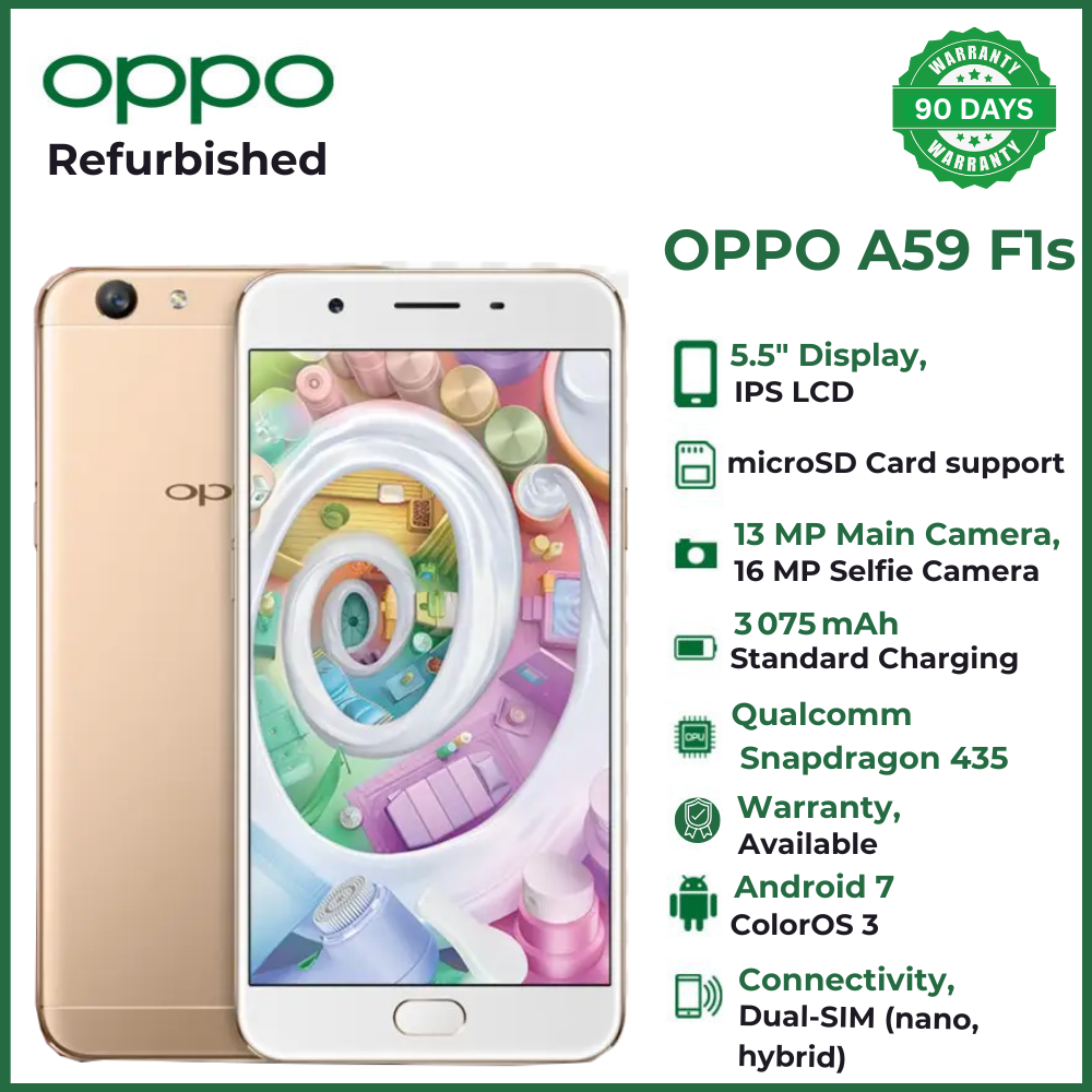 Refurbished OPPO A59 F1s 128GB+6GB 5.2 " 13MP+16MP Fingerprint unlock 4G LTE Mobile Phones Android Octa-Core IPS OPPO A57 F Refurbished SmartPhones