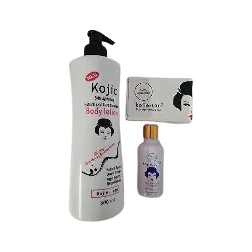 Kojie San Skin Lightening & Brightening Kojic Acid Lotion, Serum & Soap Brightens, Evens Tone, Reduces Dark Spots, Hydrates, Protects, Smooths, Softens