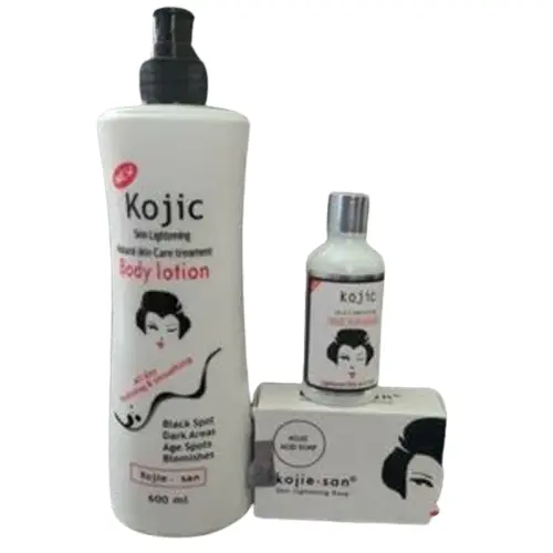 Kojie San Skin Lightening & Brightening Kojic Acid Lotion, Serum & Soap Brightens, Evens Tone, Reduces Dark Spots, Hydrates, Protects, Smooths, Softens