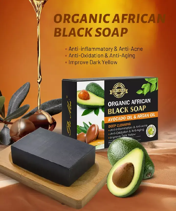 Organic African Black Soap With Avocado Oil & Argan Oil
