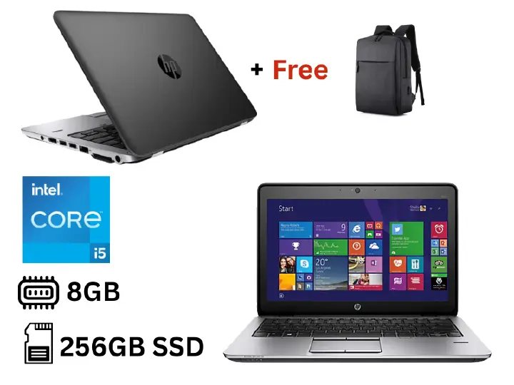 HP EliteBook 820 G1 Core I5 8GB RAM 256GB SSD, 12.5 Inches Windows 10 Pro, WIFI, Camera, Ultrabook PC Laptop +Free Bag