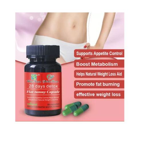 28 Days Detox Flat Tummy Capsules Supports Detoxification, Burns Belly Fat, Aids Weight Loss, Boosts Energy, Natural Herbal Ingredients