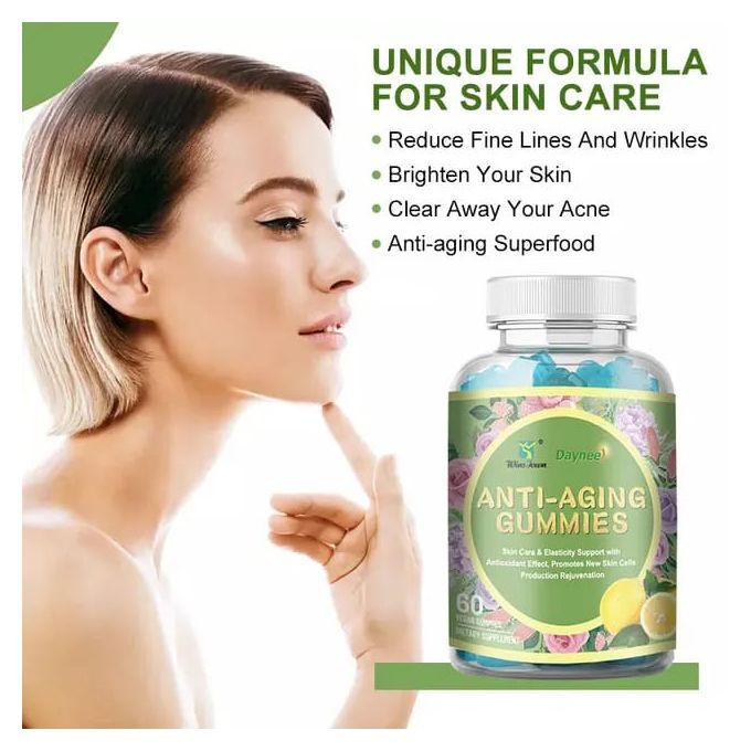 Daynee Anti-aging, Anti-wrinkle& Anti-acne Gummies 60Pcs For Skin Elasticity And Cells Renewal Tightens Improves Appearance of Pores Vitamin Supplement For Soft Skin