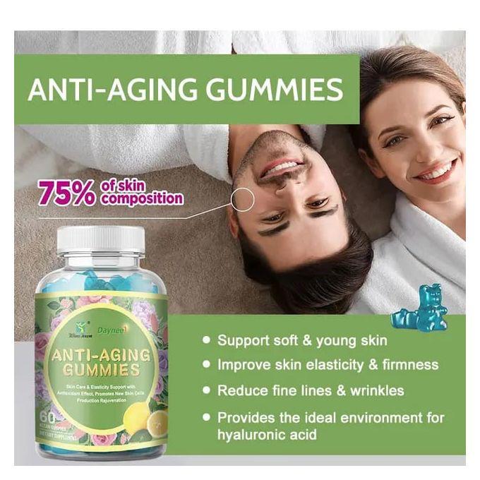 Daynee Anti-aging, Anti-wrinkle& Anti-acne Gummies 60Pcs For Skin Elasticity And Cells Renewal Tightens Improves Appearance of Pores Vitamin Supplement For Soft Skin