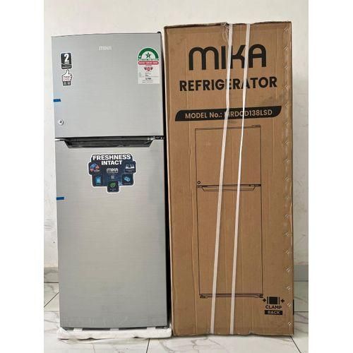 Mika Fridge, 138L, 2 Door Top Mount Freezer, Defrost (Direct Cool), Line Silver Dark