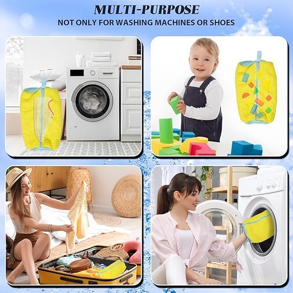 Multi-purpose Laundry Bag Washing Shoes Bag Anti-deformation Washing Machine Bag Zipper Closure Trainer Washing Machine Bag Shoe Cleaning Storage Bag Wash Clothes Clean Doll Travel Shoes and Bags