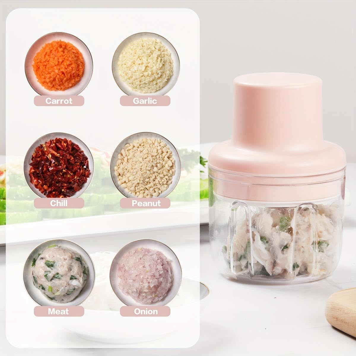 Electric Food Grinder Wireless Kitchen Choppers Portable Food Crusher Multifunctional Kitchen Mincer For Fruits Vegetables Meat Onion Nut Chilli Garlic Baby Food Process Grinder Seasoning Spice tools