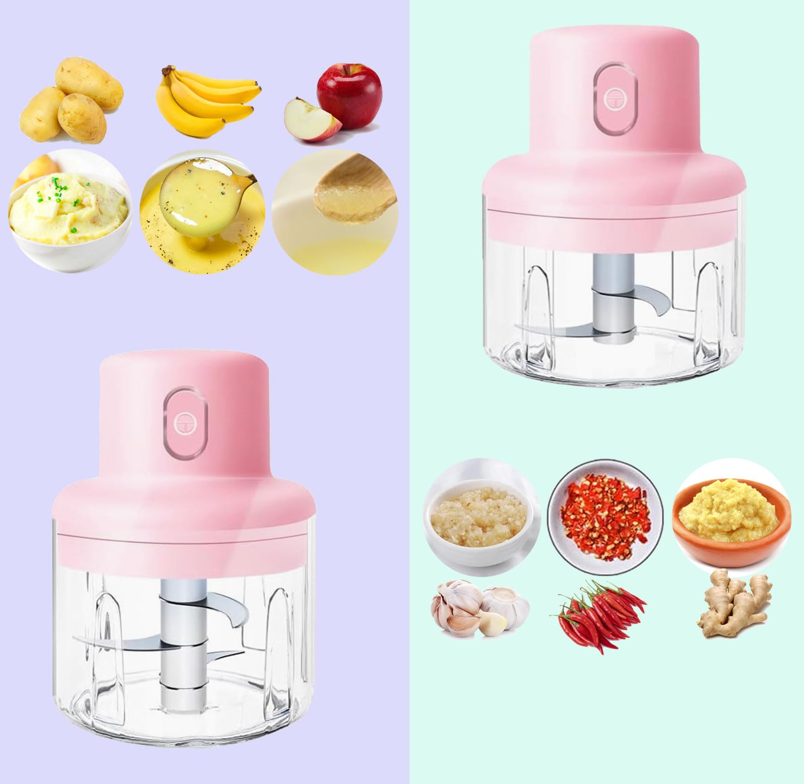 Electric Food Grinder Wireless Kitchen Choppers Portable Food Crusher Multifunctional Kitchen Mincer For Fruits Vegetables Meat Onion Nut Chilli Garlic Baby Food Process Grinder Seasoning Spice tools