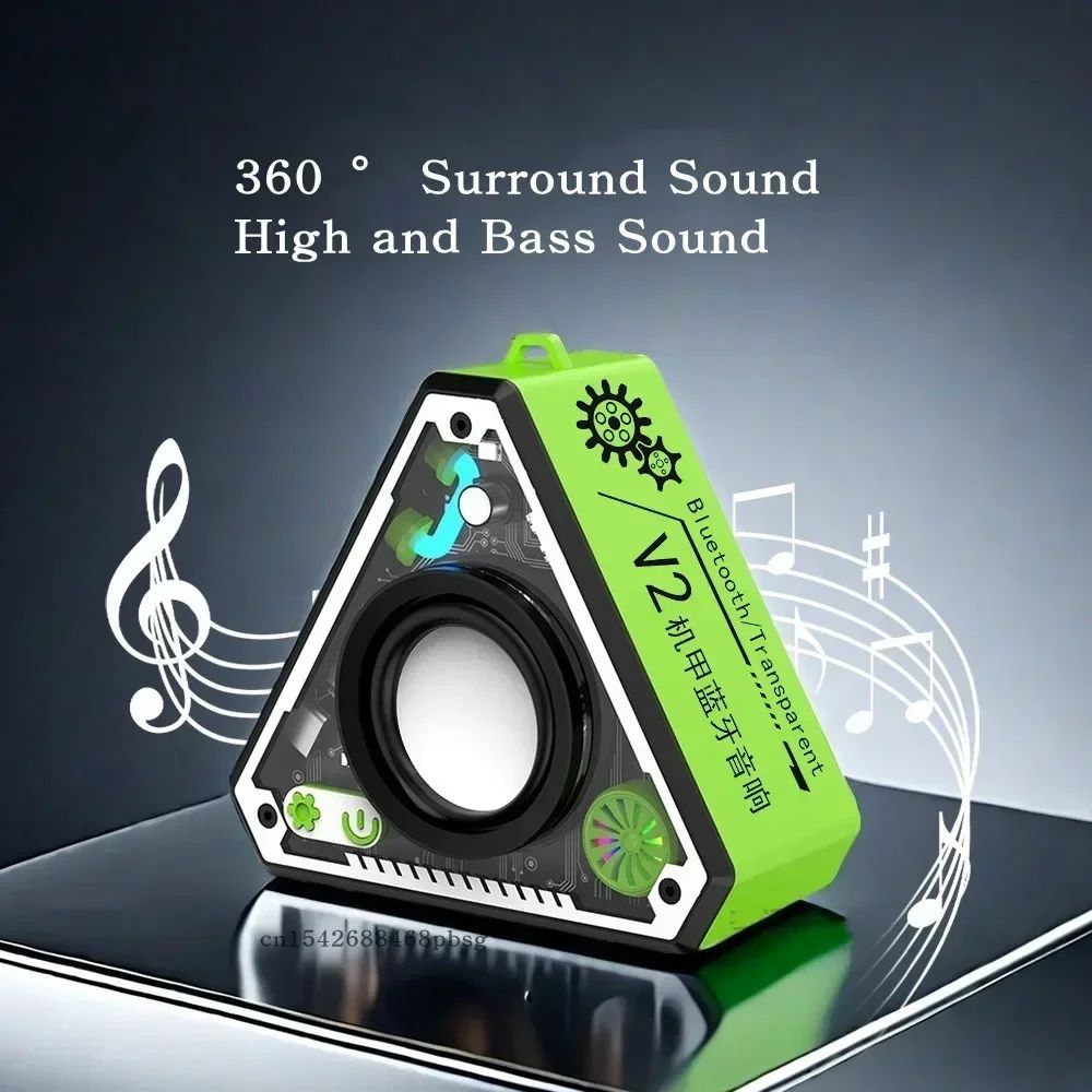 Stylish Portable Wireless Bluetooth Speaker Triangle Mecha Style Creative Wireless Speaker Outdoor and indoor Use Colorful Atmosphere Lights Creative Birthday Gifts Ideal Gift for Women Girls and Boys