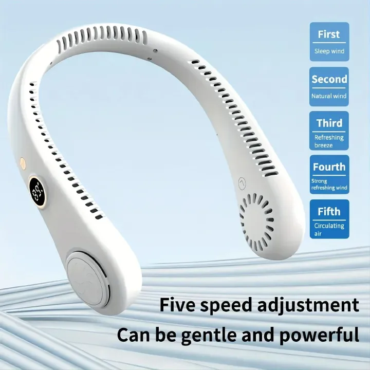 New Fashionable Portable Hanging Neck Fan USB rechargeable Handheld fan without blades Wearable Quiet Fan for Outdoor Indoor Cooling Personal Fan Birthday Holiday Ideal Gift Men Women Summer Travel